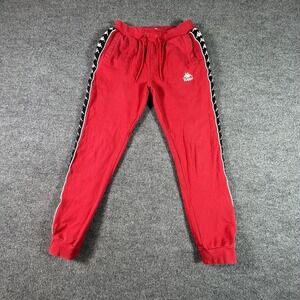 Kappa Jogger Pant Men's M Red Polyester Tapered Running Gym Training Stretch